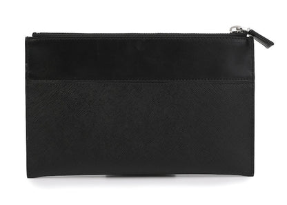 Prada Triangle Logo Plaque Pouch Black