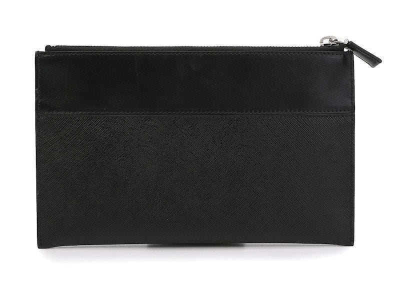 Prada Triangle Logo Plaque Pouch Black