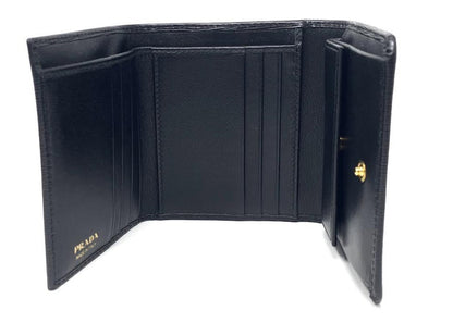 Prada Vitello Move Compact Wallet Black