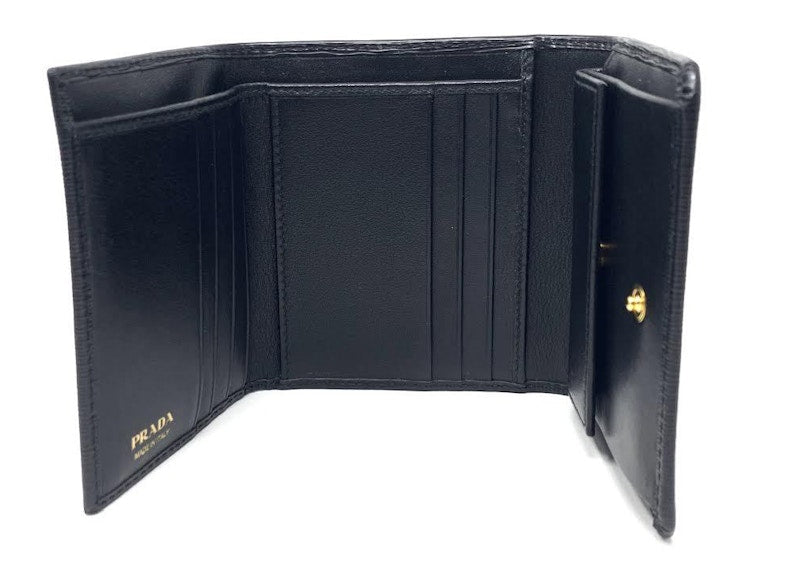 Prada Vitello Move Compact Wallet Black
