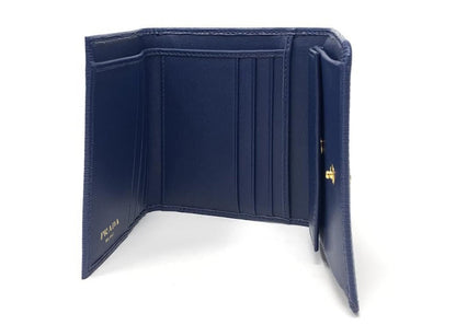 Prada Vitello Move Compact Wallet Bluette