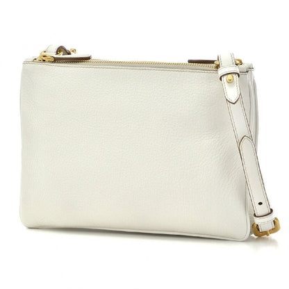 Prada Vitello Phenix Double Zip Crossbody Bianco White