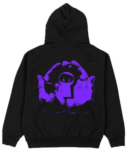 Psychworld Purple Logo Hoodie Black