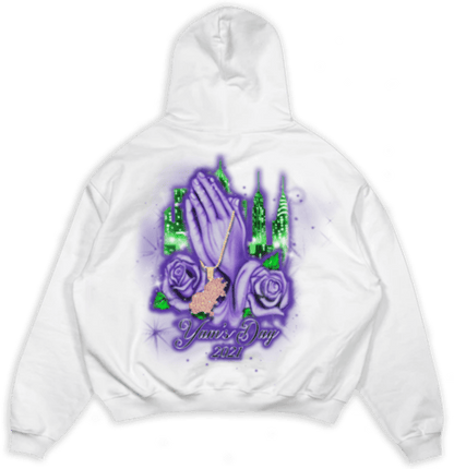 Psychworld Yams Day Praying Hands Hoodie White