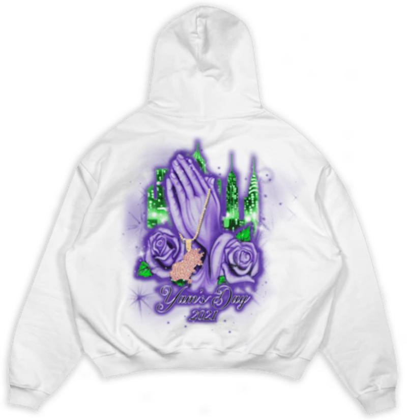 Psychworld Yams Day Praying Hands Hoodie White