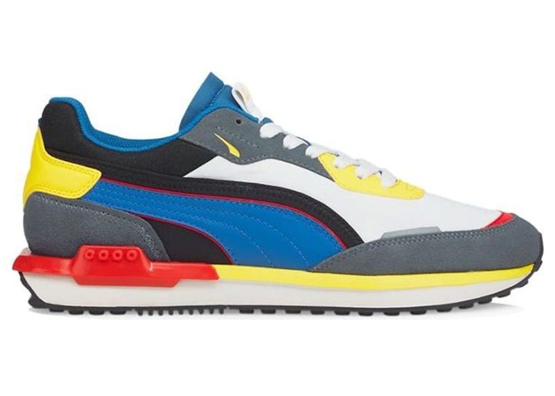Puma City Rider White Blue Yellow Red