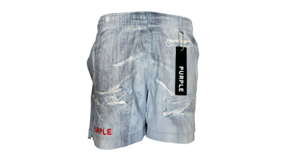 Purple Brand All Round Short Water Print Light Indigo