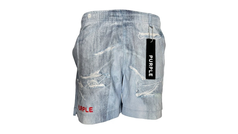 Purple Brand All Round Short Water Print Light Indigo