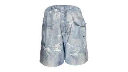 Purple Brand All Round Short Water Print Light Indigo