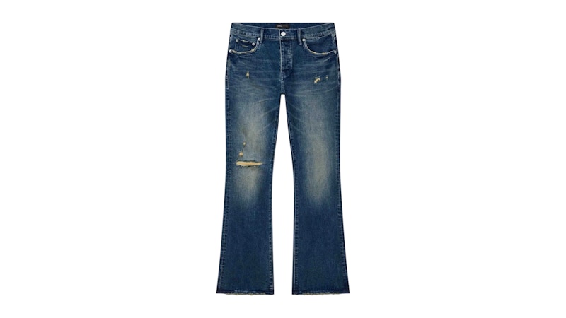 Purple Brand Alloy Distressed Flare Jeans Indigo