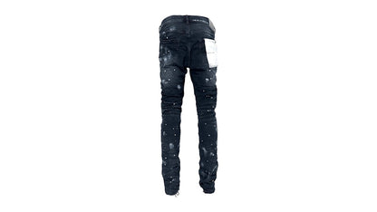 Purple Brand Black Resin Knee Slit Jean Black