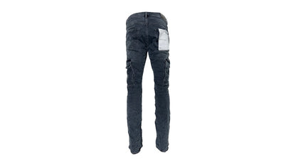Purple Brand Black Washed Cargo Flare Jean Black