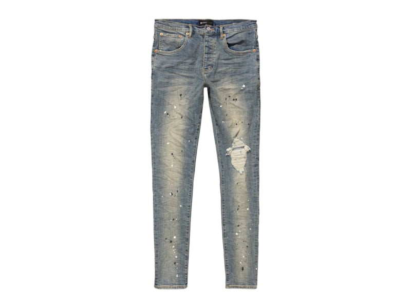 Purple Brand Blotted Paint Blowout Jeans Mid Indigo