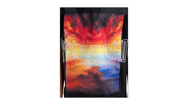 Purple Brand Graphic Textured Inside Out Tee Black