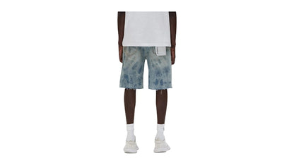 Purple Brand Grunge Print Shorts Indigo