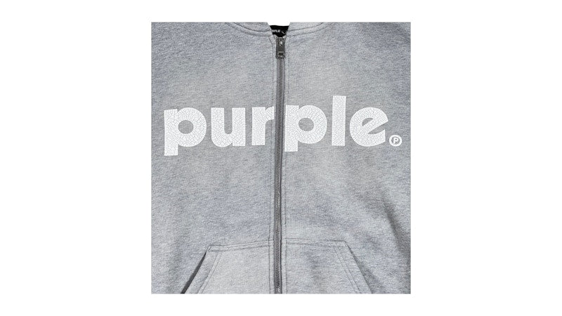 Purple Brand HWT Fleece Full Zip Hood Heath Grey