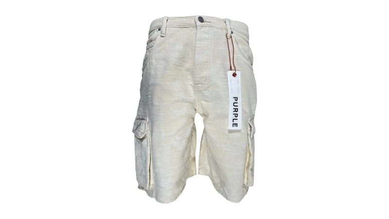 Purple Brand Jacquard Cargo Shorts Ivory