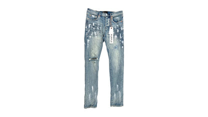 Purple Brand Light Indigo Paint Blowout Jean Light Blue