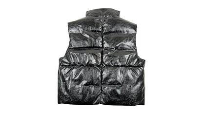 Purple Brand M6098-PLBV425N Pu Leather Puffer Vest Black