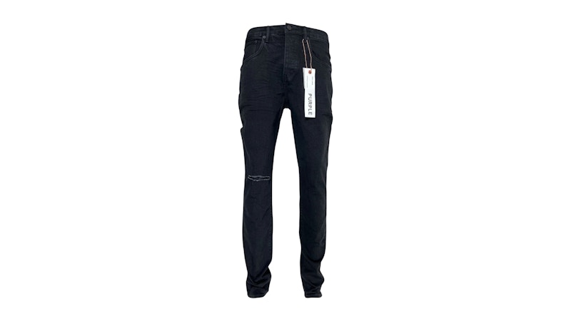 Purple Brand P002-Ndbr825 Knee Slit Rinse Slim Jean Black