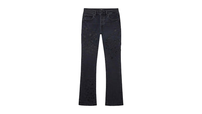 Purple Brand P004-BEMF126 Beaded Monogram Flare Jeans Black