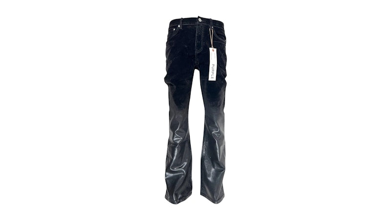 Purple Brand P004-FFDB425 Flare Flock Dipped Jean Black