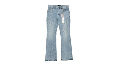 Purple Brand P004-FOBL425 Flare Mono Embossed Jeans Indigo