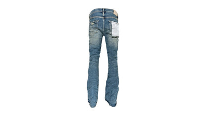 Purple Brand Patch Repair Flare Jeans Mid Indigo