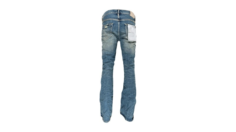 Purple Brand Patch Repair Flare Jeans Mid Indigo