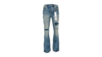 Purple Brand Patch Repair Flare Jeans Mid Indigo