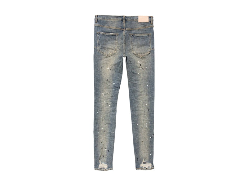 Purple Brand Purple Brand Mid Rise Destroy Paint Jeans Blue