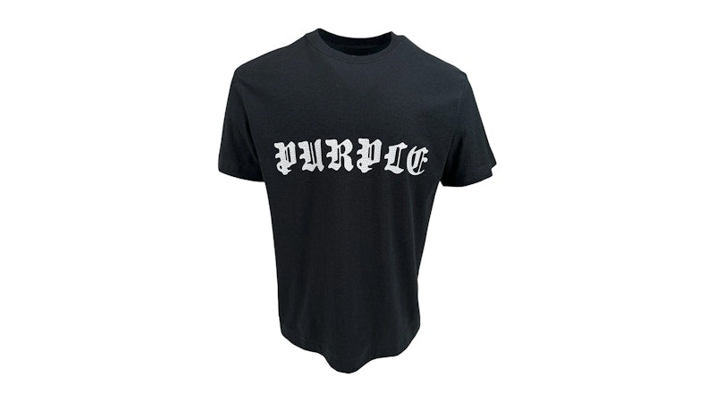 Purple Brand Spellout Textured Jersey Tee Black