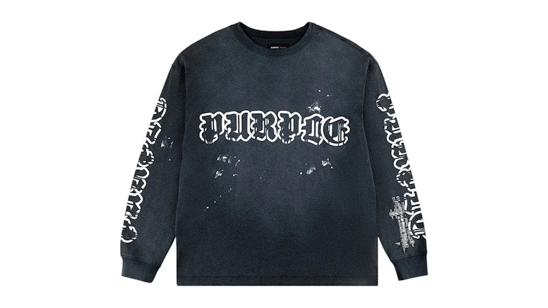 Purple Brand Textured Jersey L/S Tee Black
