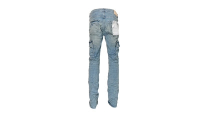 Purple Brand Worn Light Indigo Cargo Jean Light Indigo