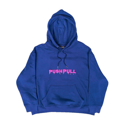 Push Pull Bleu Blood Drip Hoodie Blue