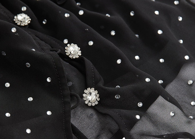 Rabanne H&M Embellished Chiffon Cape Top Black