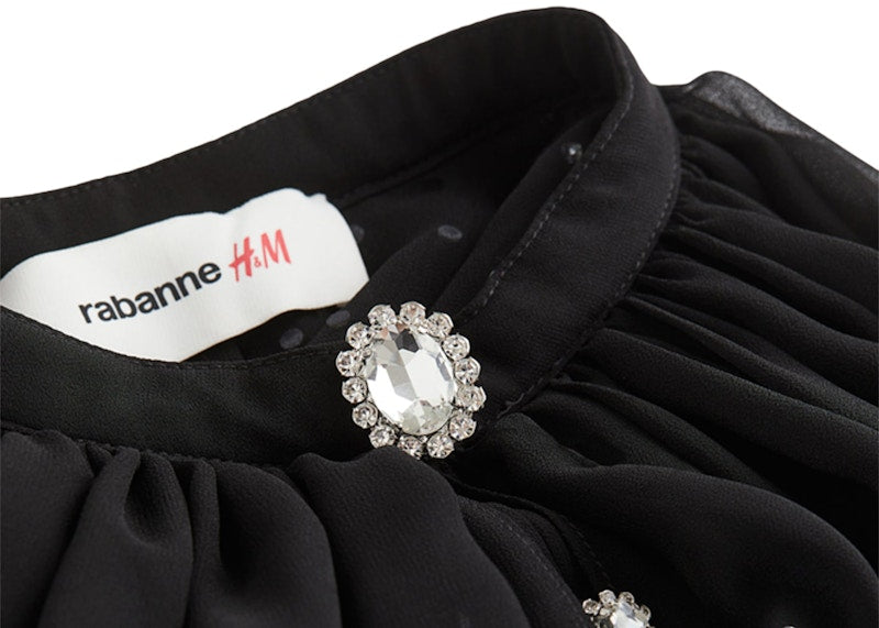 Rabanne H&M Embellished Chiffon Cape Top Black