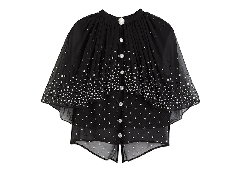 Rabanne H&M Embellished Chiffon Cape Top Black