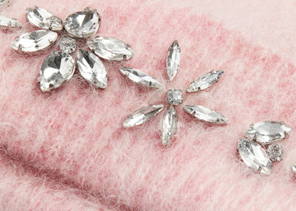 Rabanne H&M Embellished Mohair-Blend Beanie Pink