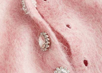 Rabanne H&M Embellished Mohair-Blend Cardigan Pink