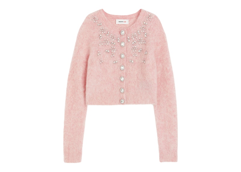 Rabanne H&M Embellished Mohair-Blend Cardigan Pink