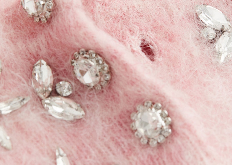 Rabanne H&M Embellished Mohair-Blend Tank Top Pink
