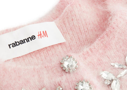 Rabanne H&M Embellished Mohair-Blend Tank Top Pink
