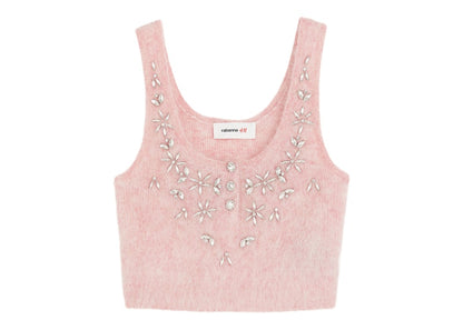 Rabanne H&M Embellished Mohair-Blend Tank Top Pink