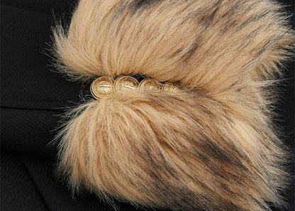 Rabanne H&M Fuzzy-Detail Wool Coat Black