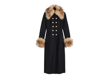 Rabanne H&M Fuzzy-Detail Wool Coat Black