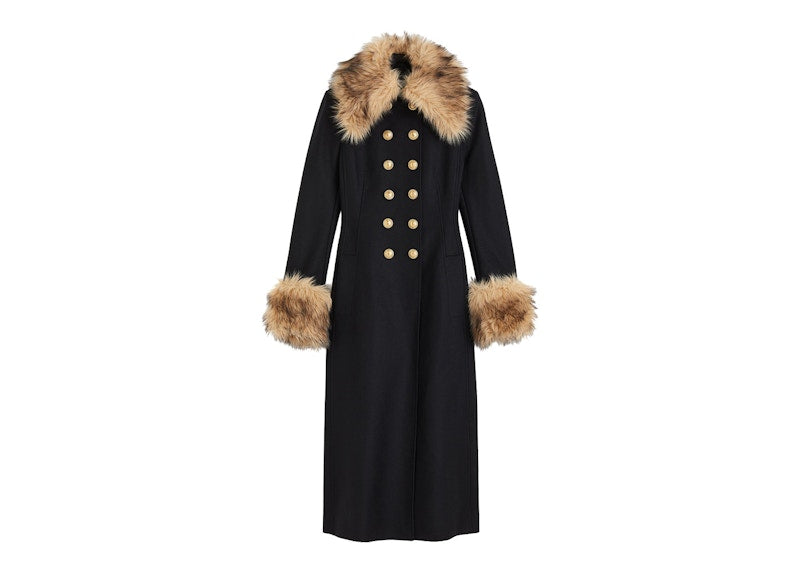 Rabanne H&M Fuzzy-Detail Wool Coat Black