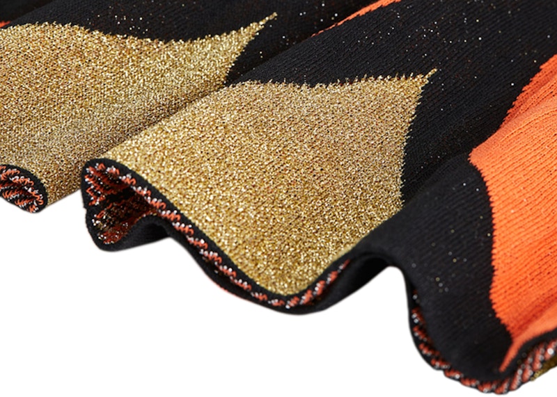 Rabanne H&M Glittery Jacquard-Knit Pants Orange Multicolor