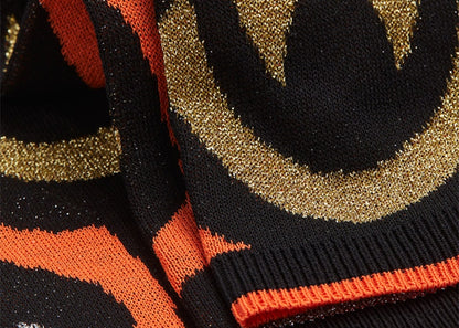 Rabanne H&M Glittery Jacquard-Knit Scarf Black Multicolor