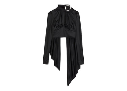 Rabanne H&M Jersey Scarf-Detail Top Black